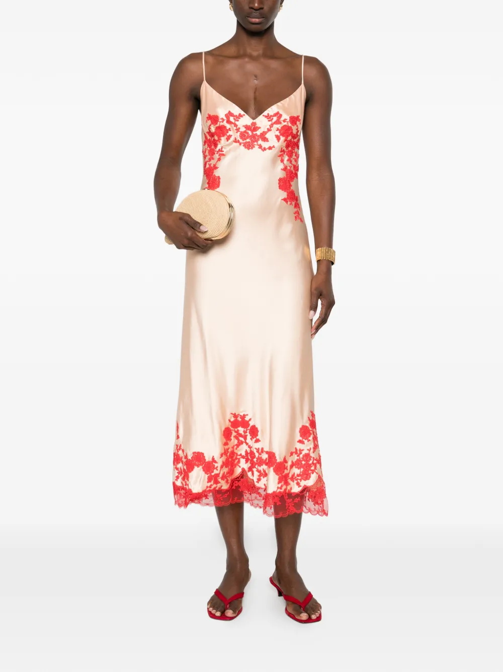 Ermanno Scervino floral-embroidered midi dress - Beige