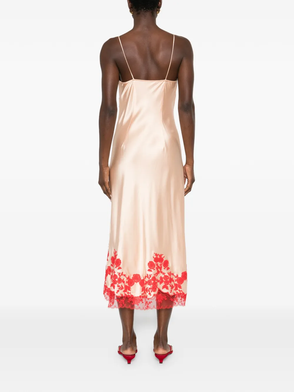 Floral-Embroidered Midi Dress
