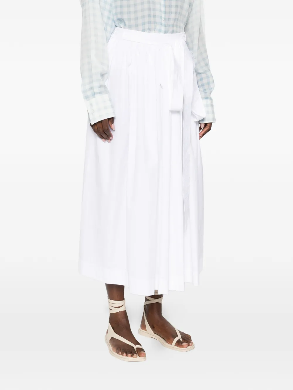 Ermanno Scervino Midi-rok met gestrikte taille Wit