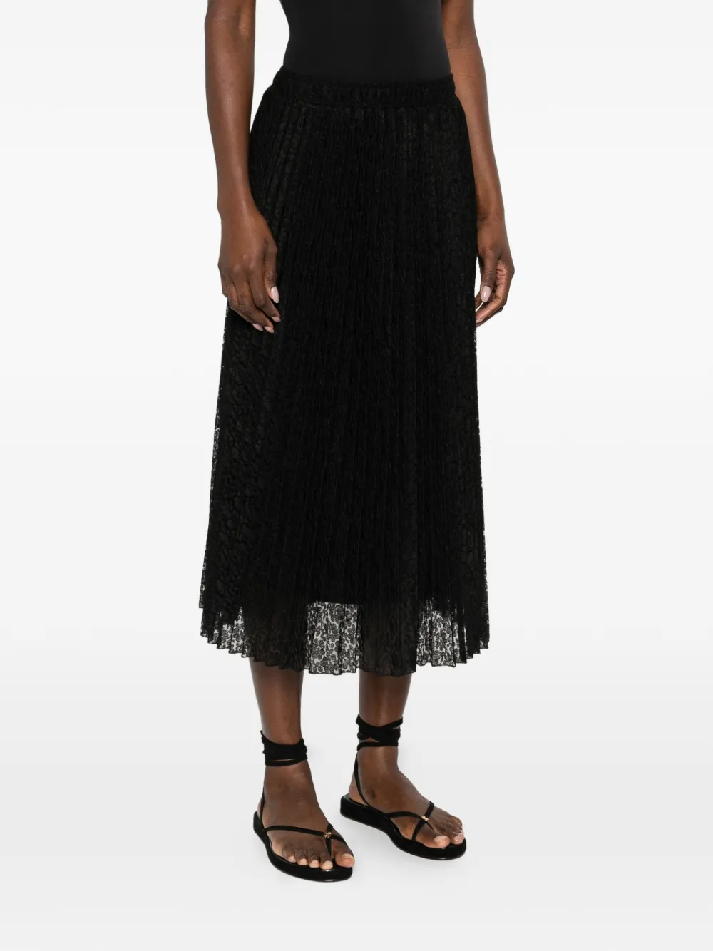  Ermanno Scervino Plissé Midi Skirt - Black 