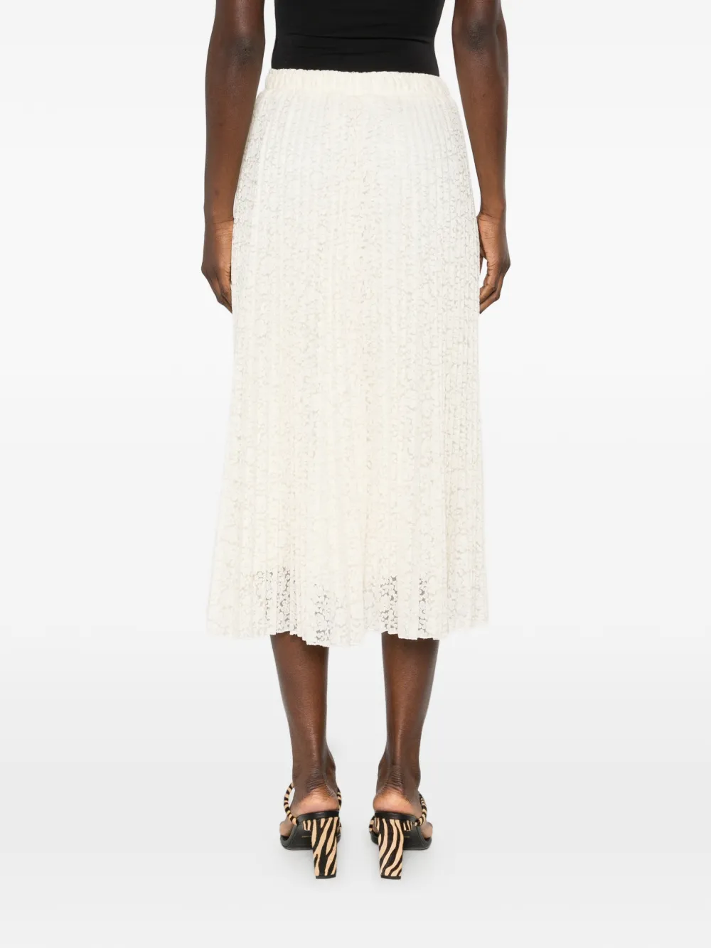 Ermanno Scervino Midi-plooirok met bloemenprint Beige