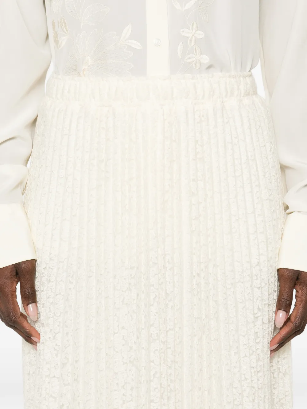 Ermanno Scervino Midi-plooirok met bloemenprint Beige