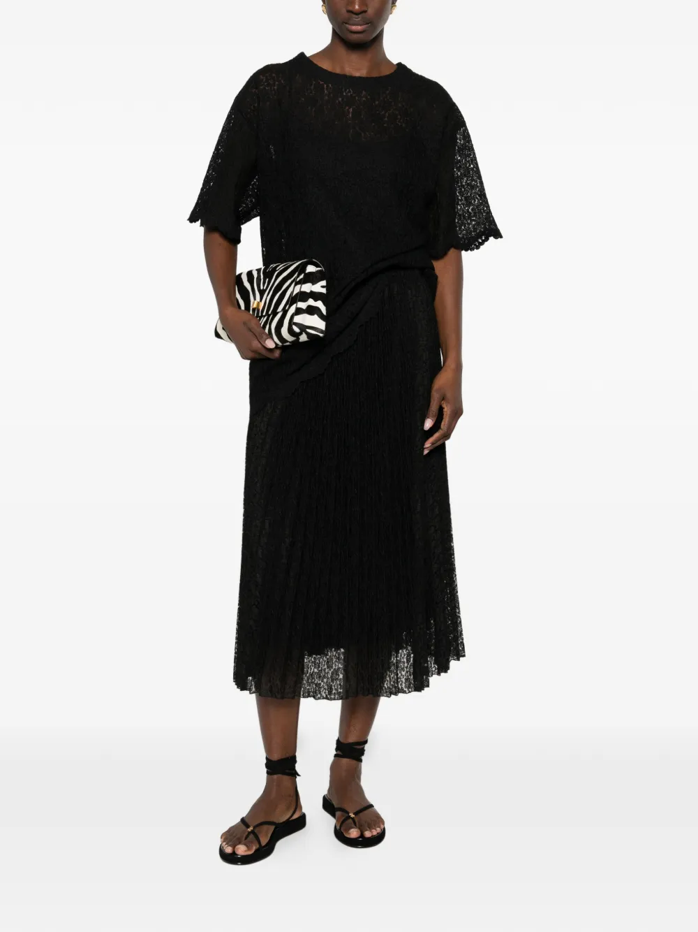 Ermanno Scervino lace scalloped top - Zwart