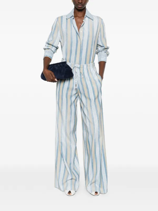 Ermanno Scervino ストライプ レース シャツ | ブルー | FARFETCH JP