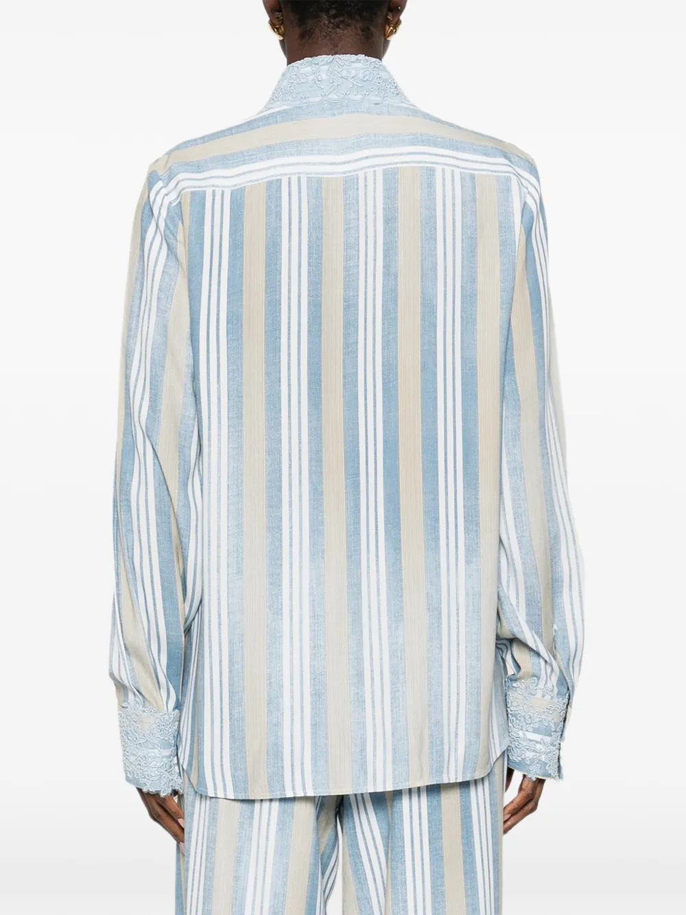 Ermanno Scervino ストライプ レース シャツ | ブルー | FARFETCH JP