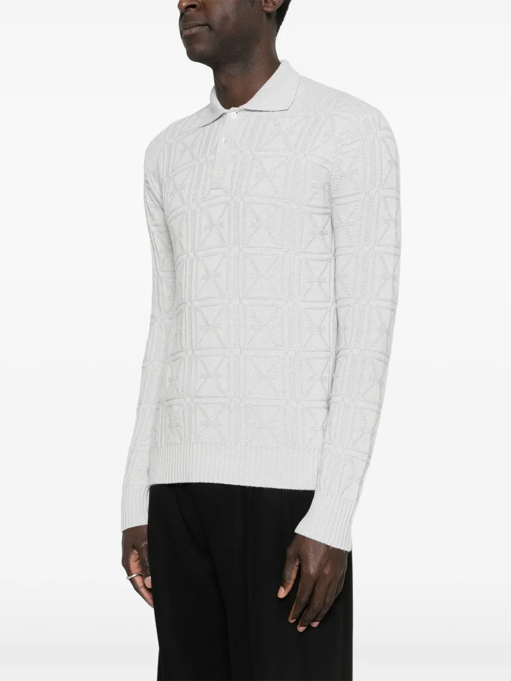  John Richmond Patterned Polo Shirt - Grey 