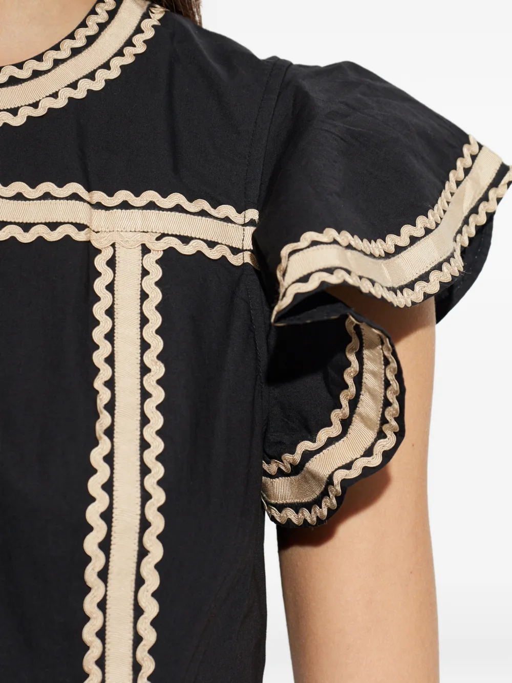 Ruffled-Trim Midi Dress