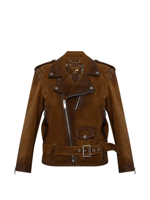 Golden Goose eyelet belted leather jacket