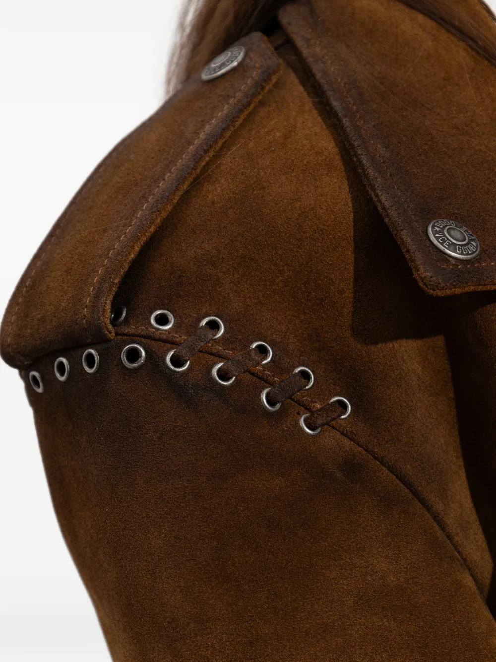 Golden Goose Leren jack met ceintuur en ringlets Bruin