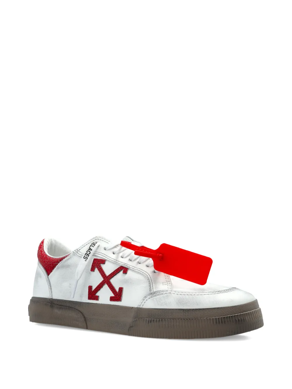 Off-White arrow textured leather sneakers Wit