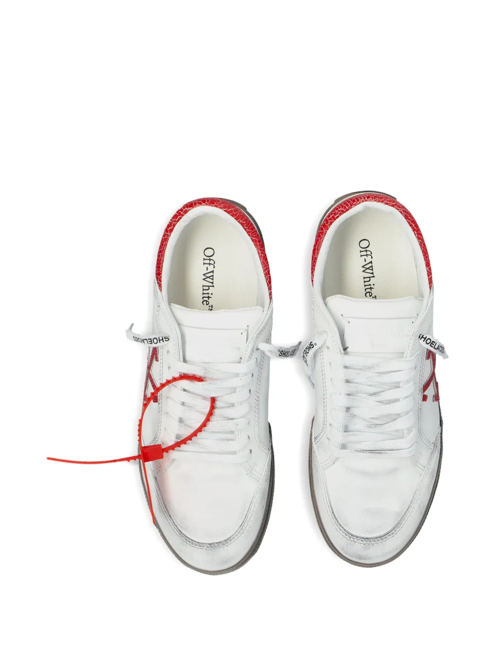 Off-White arrow textured leather sneakers Wit