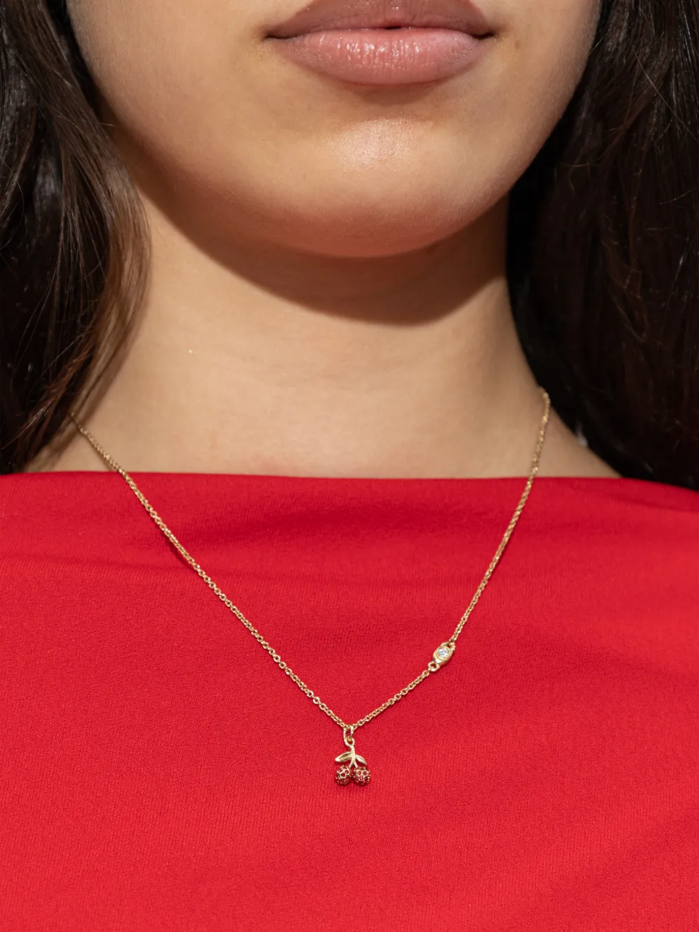  Coach Cherry Pendant Necklace - Gold 