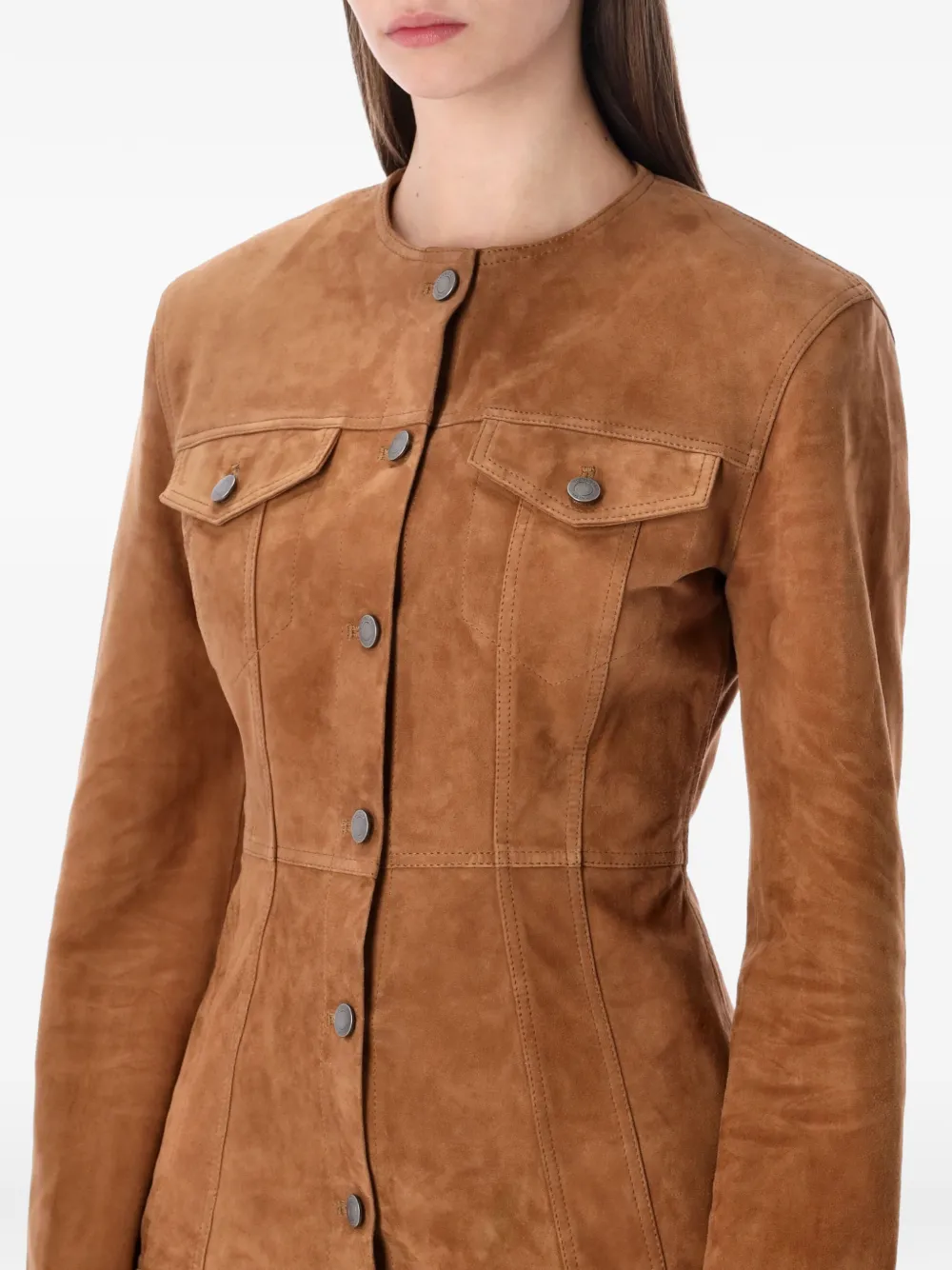  Haikure Buttoned Suede Jacket - Brown 