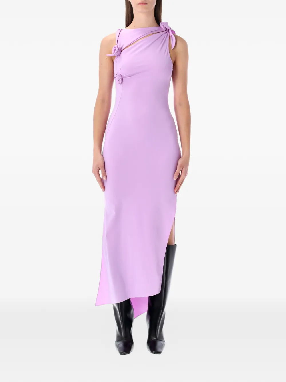 Coperni rose-appliqué midi dress - Viola