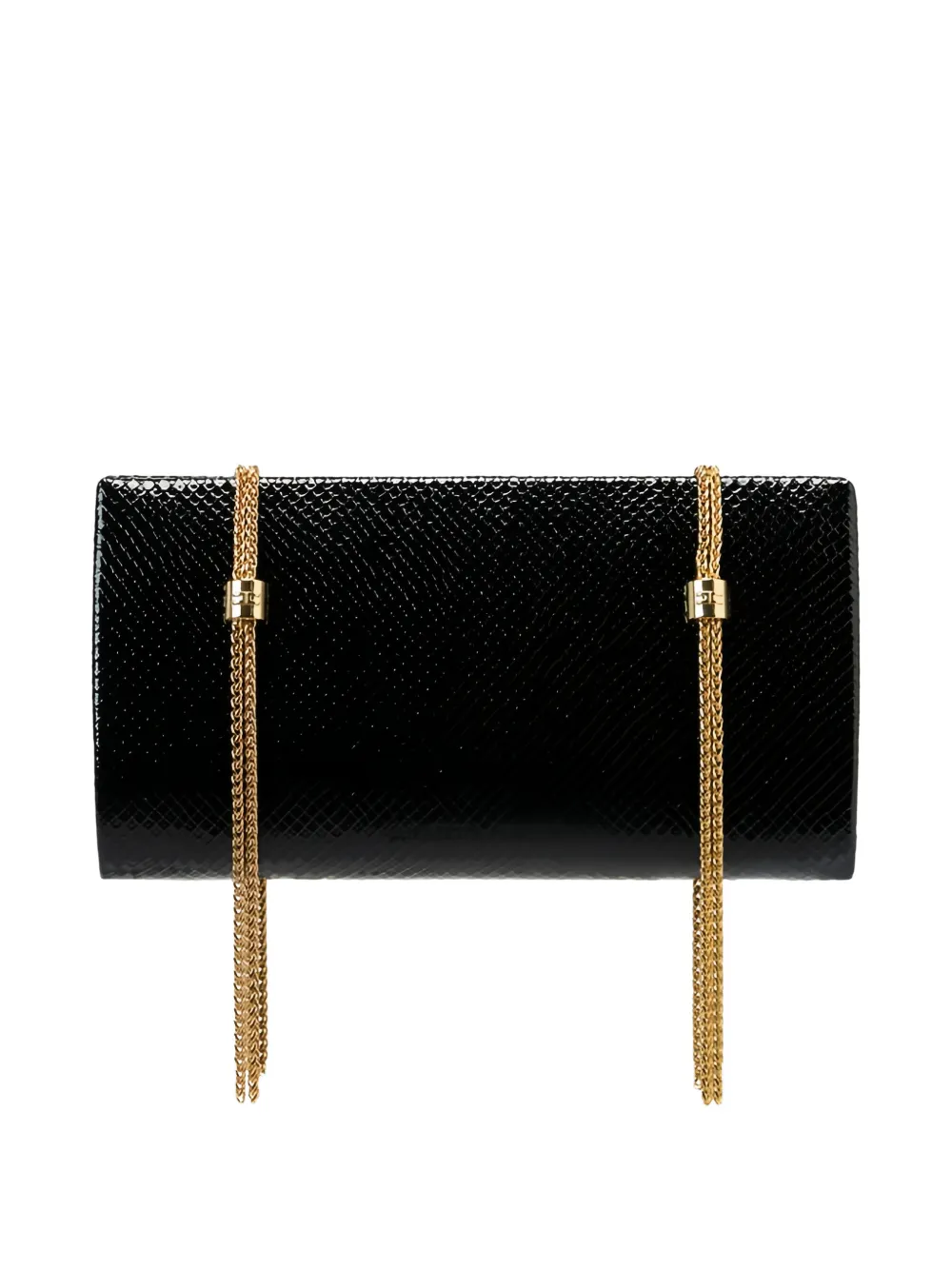 Elisabetta Franchi python texture chain clutch bag - Nero
