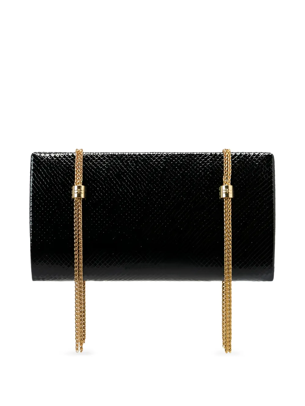 Elisabetta Franchi python texture chain clutch bag - Nero