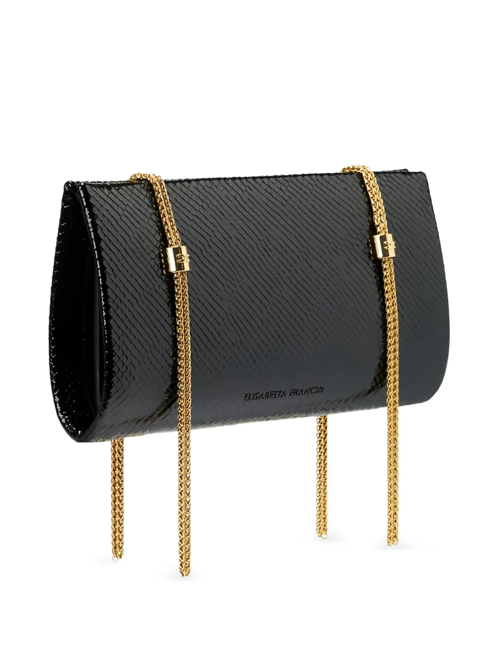  Elisabetta Franchi Python Texture Chain Clutch Bag - Black 