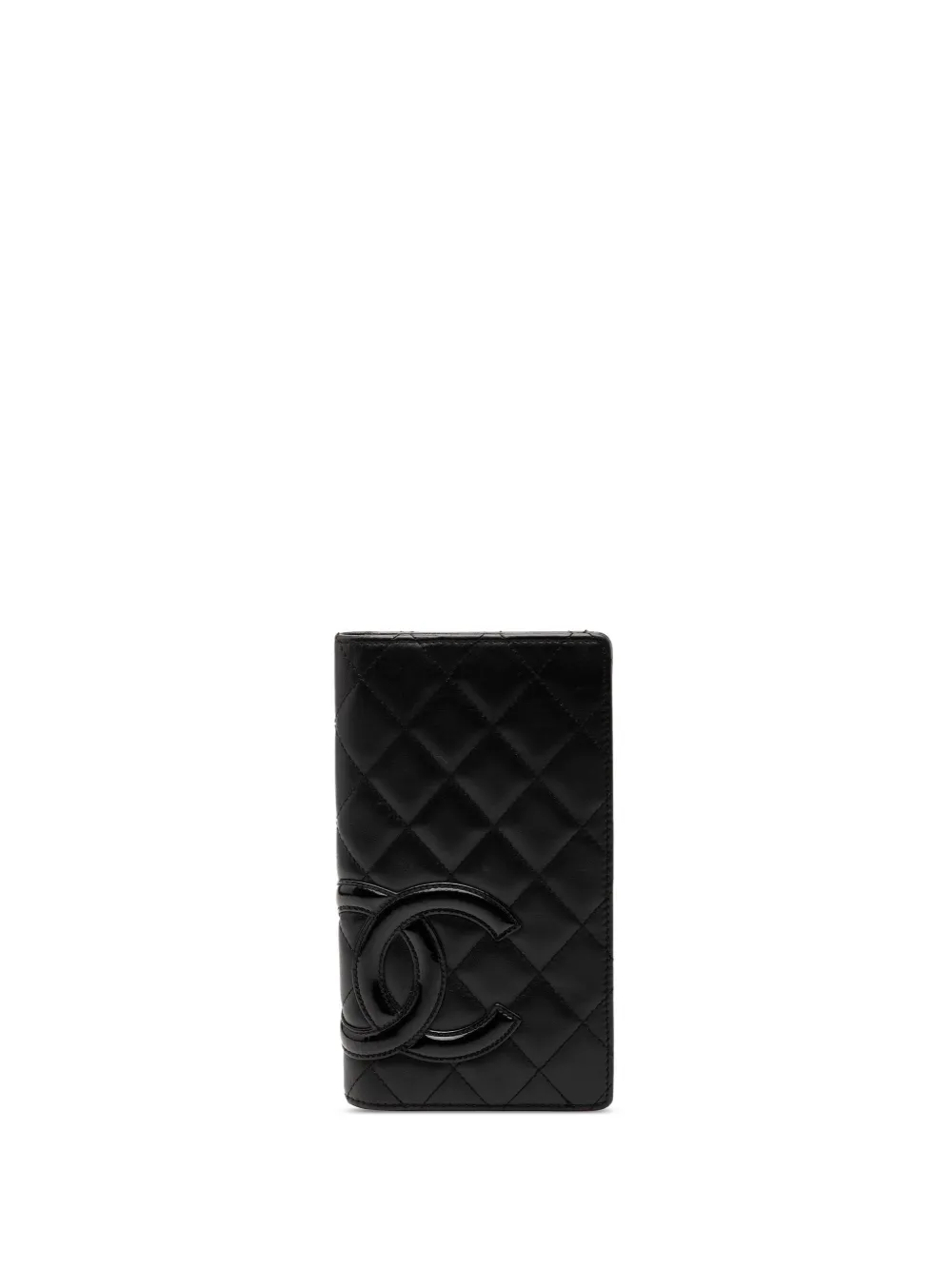 CHANEL Pre-Owned 2009-2010 Quilted Lambskin Cambon Ligne Bifold Wallet long wallets - Nero