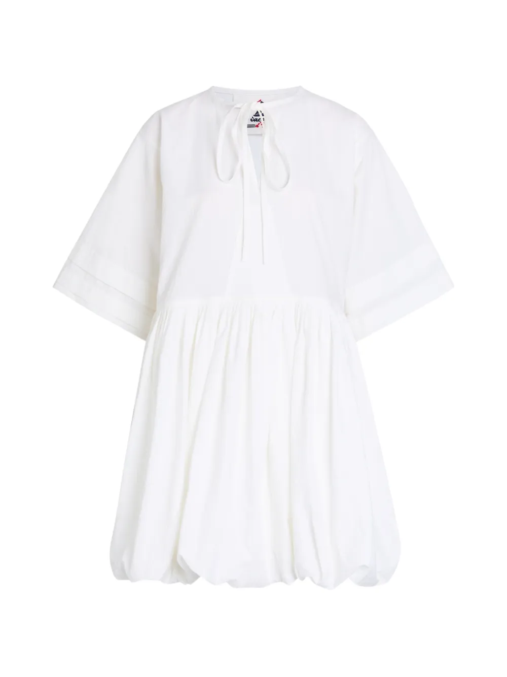LES VACANCES D'IRINA tie-neck short-sleeves mini dress - Bianco