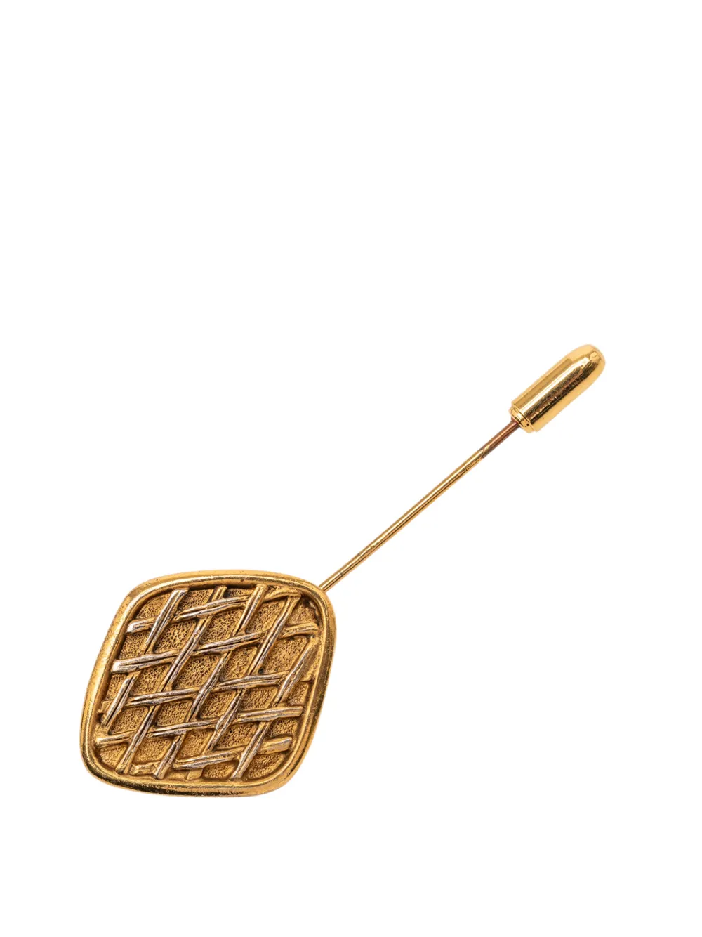 CHANEL Pre-Owned 1970-1980 Gold Plated Lattice Diamond Pin Brooch costume brooch - Oro