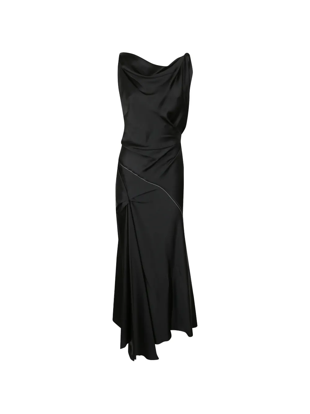 Victoria Beckham Posy asymmetric draped midi dress - Nero
