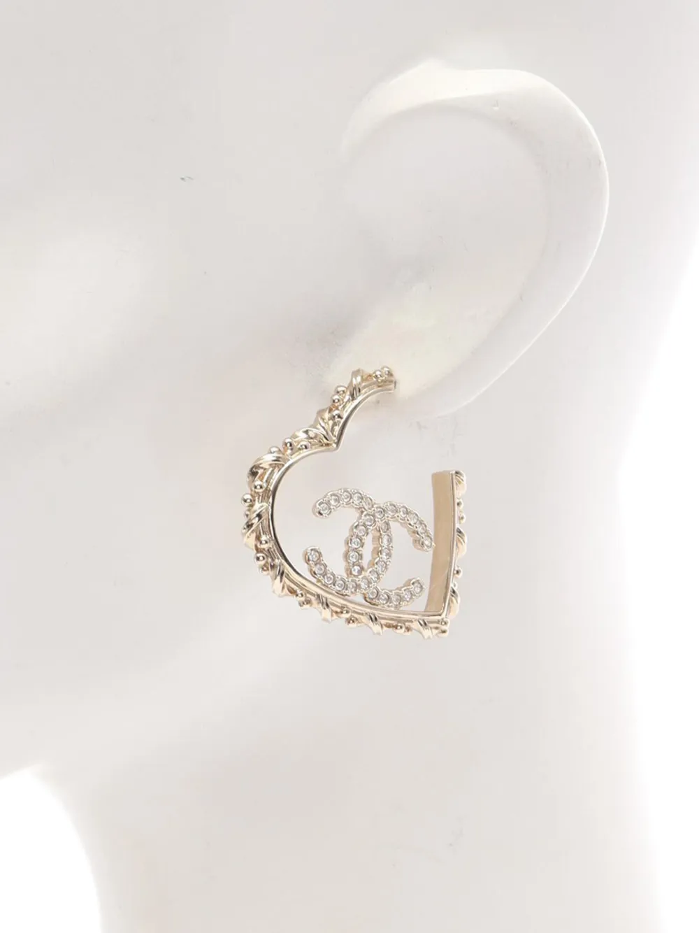 2025 Cc Gold Plated Rhinestones Heart Hoop Earrings Costume Earrings