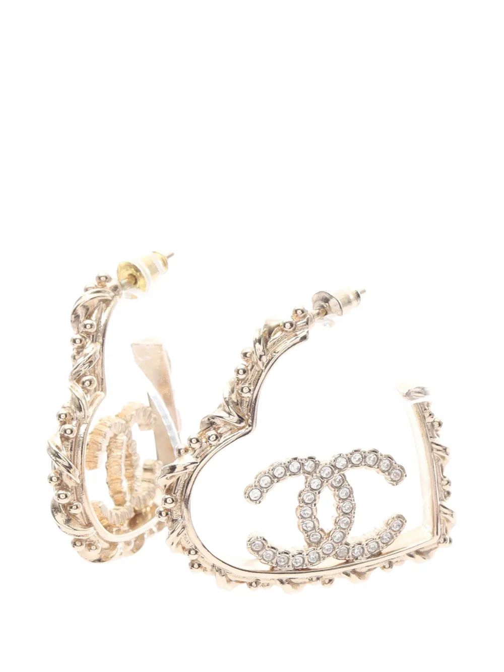 2025 Cc Gold Plated Rhinestones Heart Hoop Earrings Costume Earrings