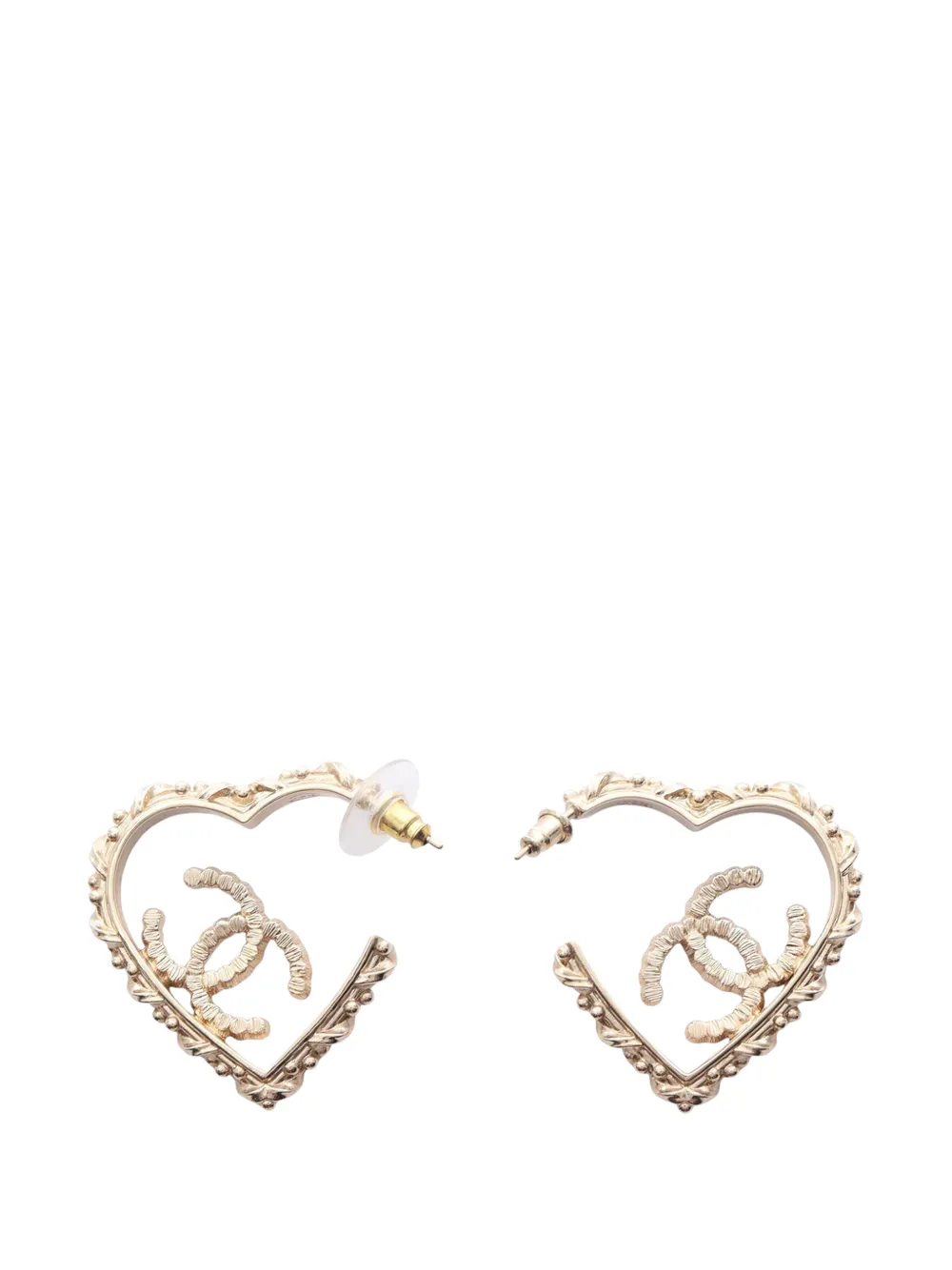 CHANEL Pre-Owned 2025 CC Gold Plated Rhinestones Heart Hoop Earrings costume earrings - Oro