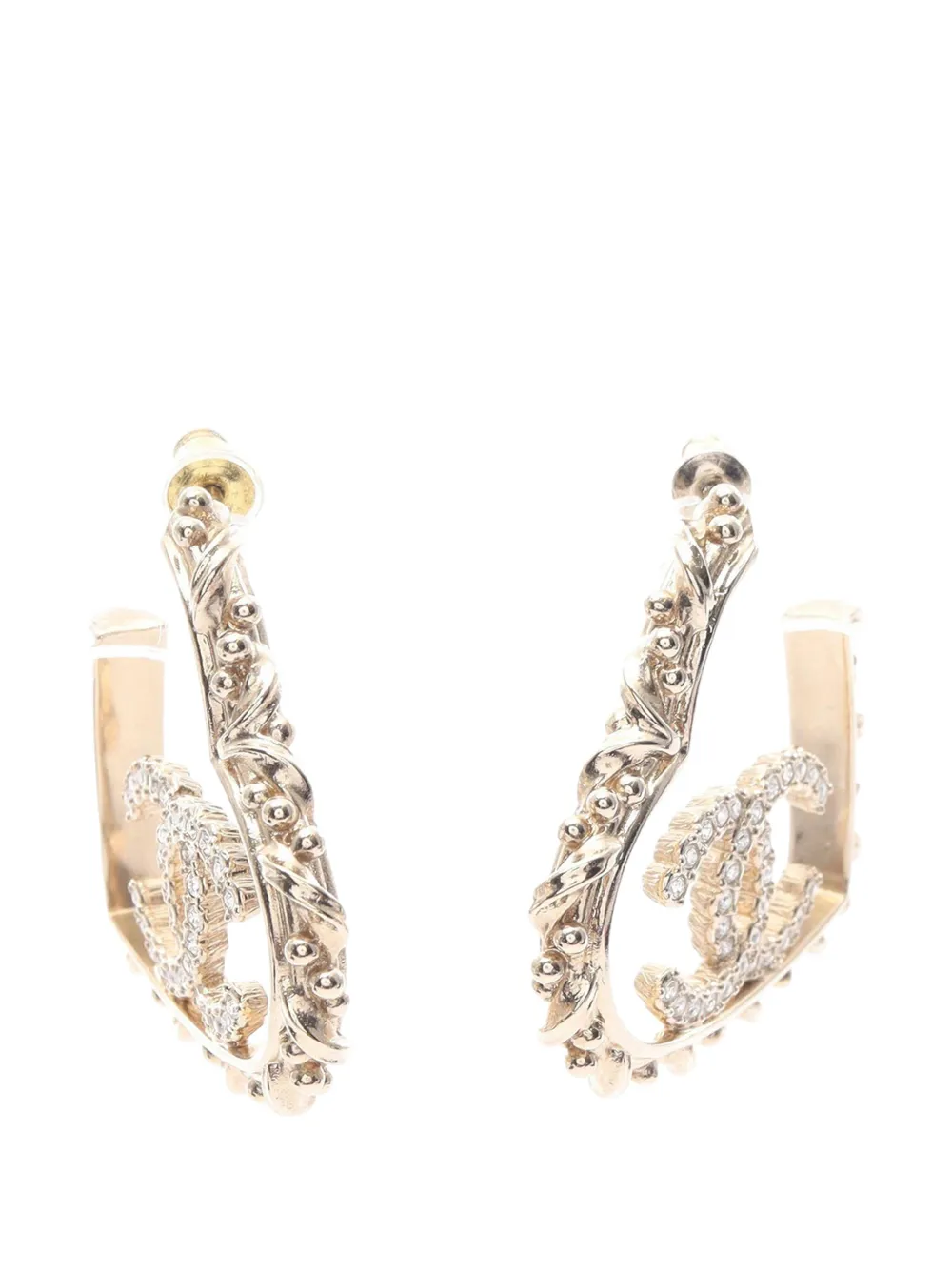 2025 Cc Gold Plated Rhinestones Heart Hoop Earrings Costume Earrings