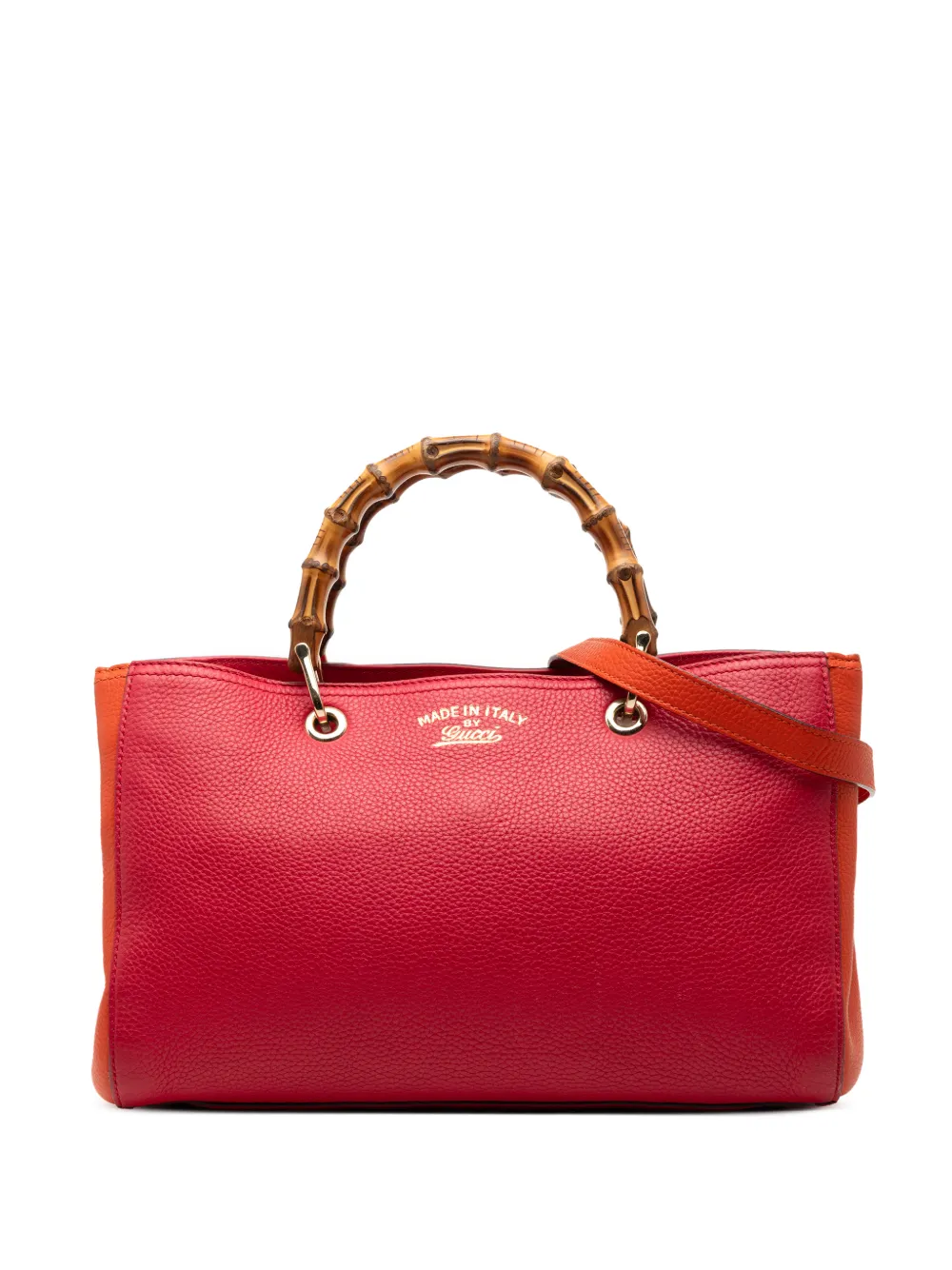 Gucci Pre-Owned Borsa shopper media in pelle di vitello bicolore e bambù 2000-2015 - Arancione
