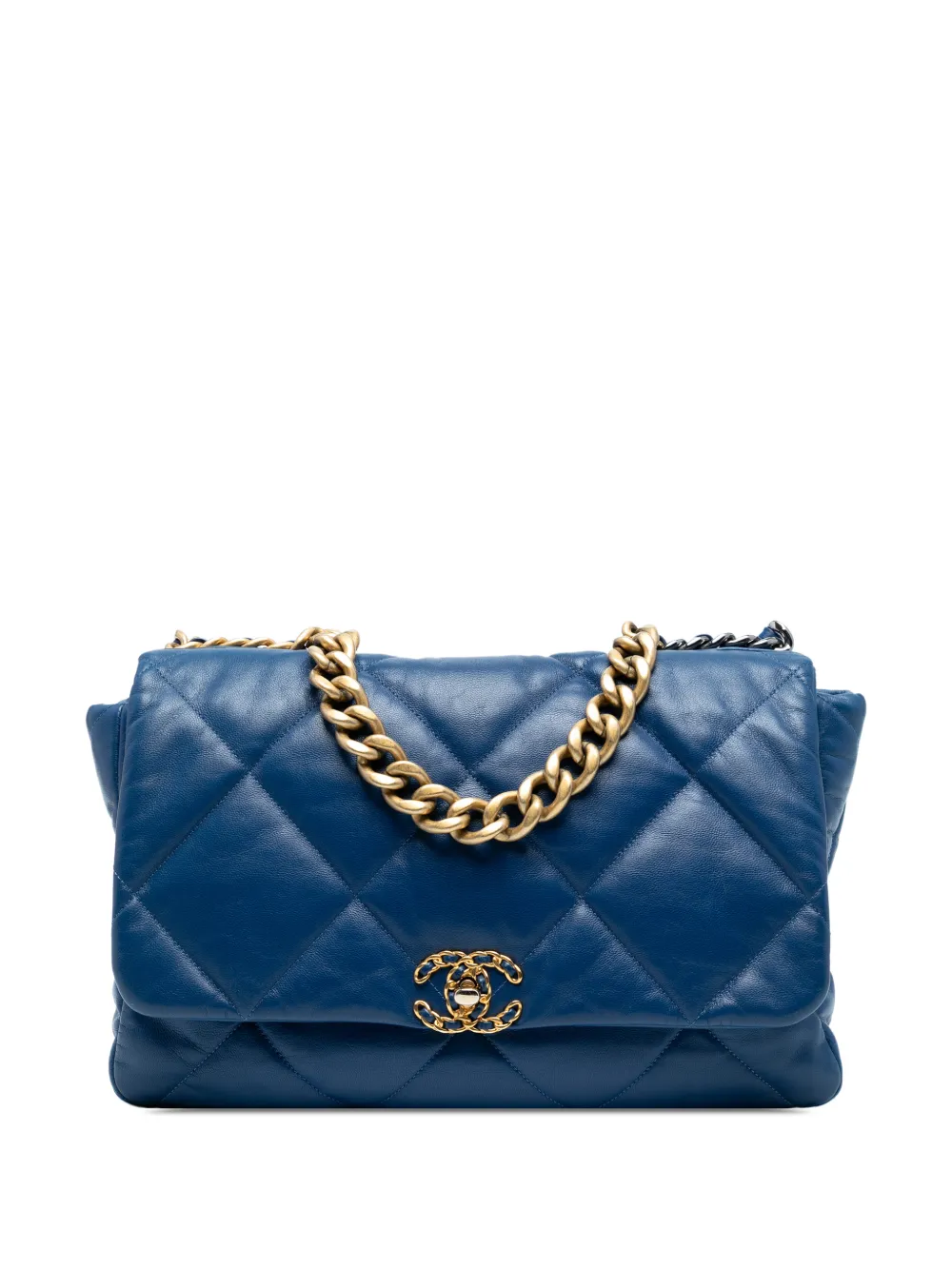 CHANEL Pre-Owned 2019 Maxi Lambskin 19 Flap satchel - Blu