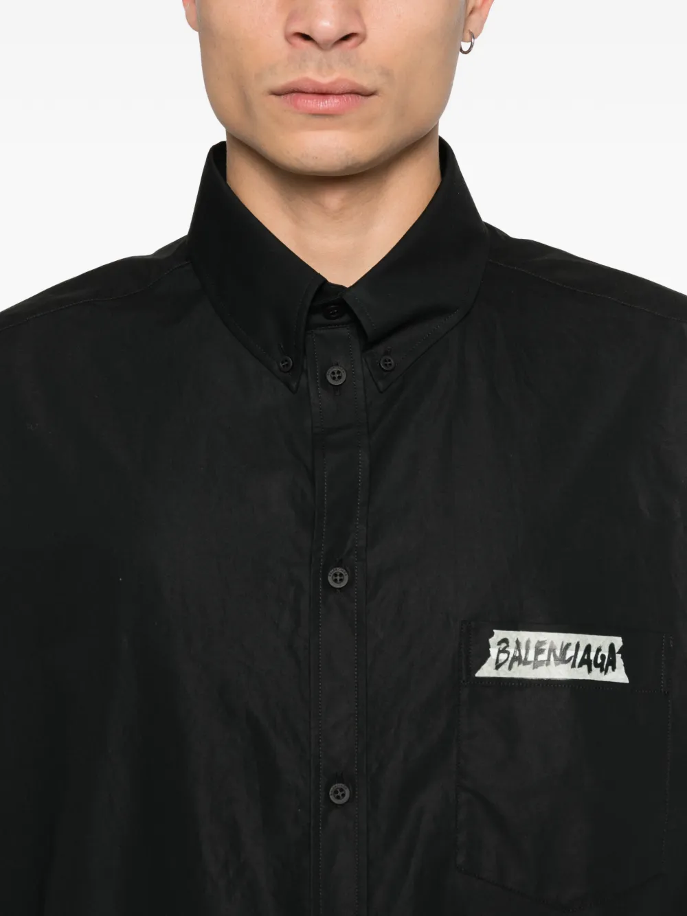 Balenciaga masking-tape long-sleeve Shirt large-fit In Black - Image 5