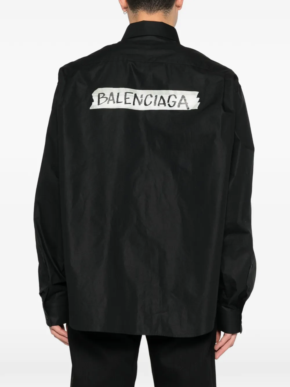 Balenciaga masking-tape long-sleeve Shirt large-fit In Black - Image 4