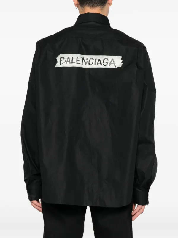 Balenciaga Logo Pocket Shirt | Black | FARFETCH