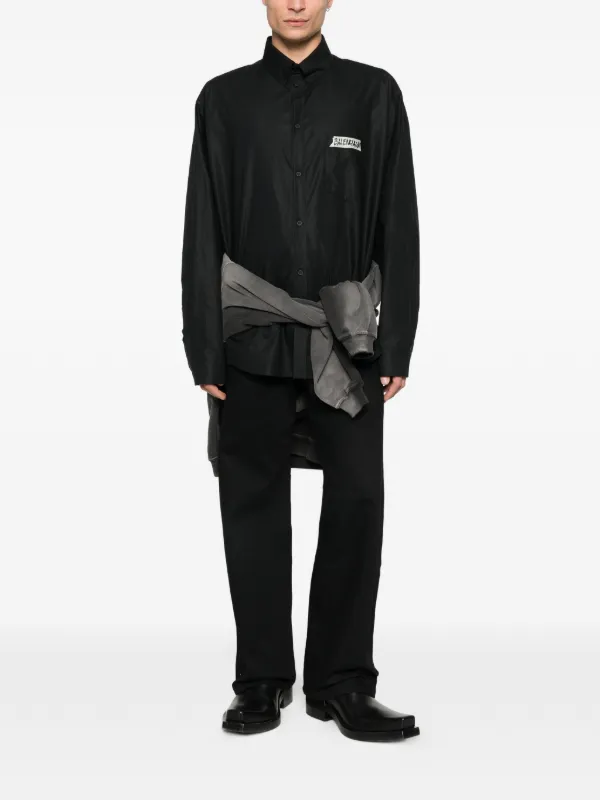 Balenciaga Logo Pocket Shirt | Black | FARFETCH