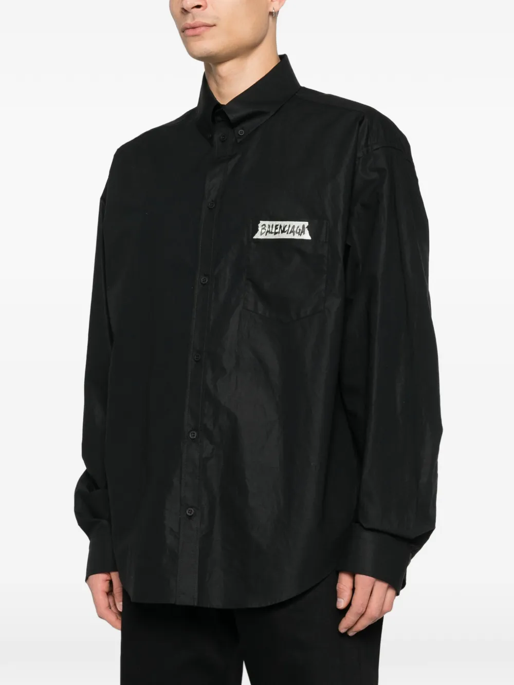 Balenciaga masking-tape long-sleeve Shirt large-fit In Black - Image 3