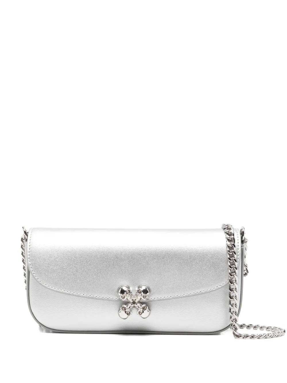 Alexander McQueen small Skull flower shoulder bag - Argento