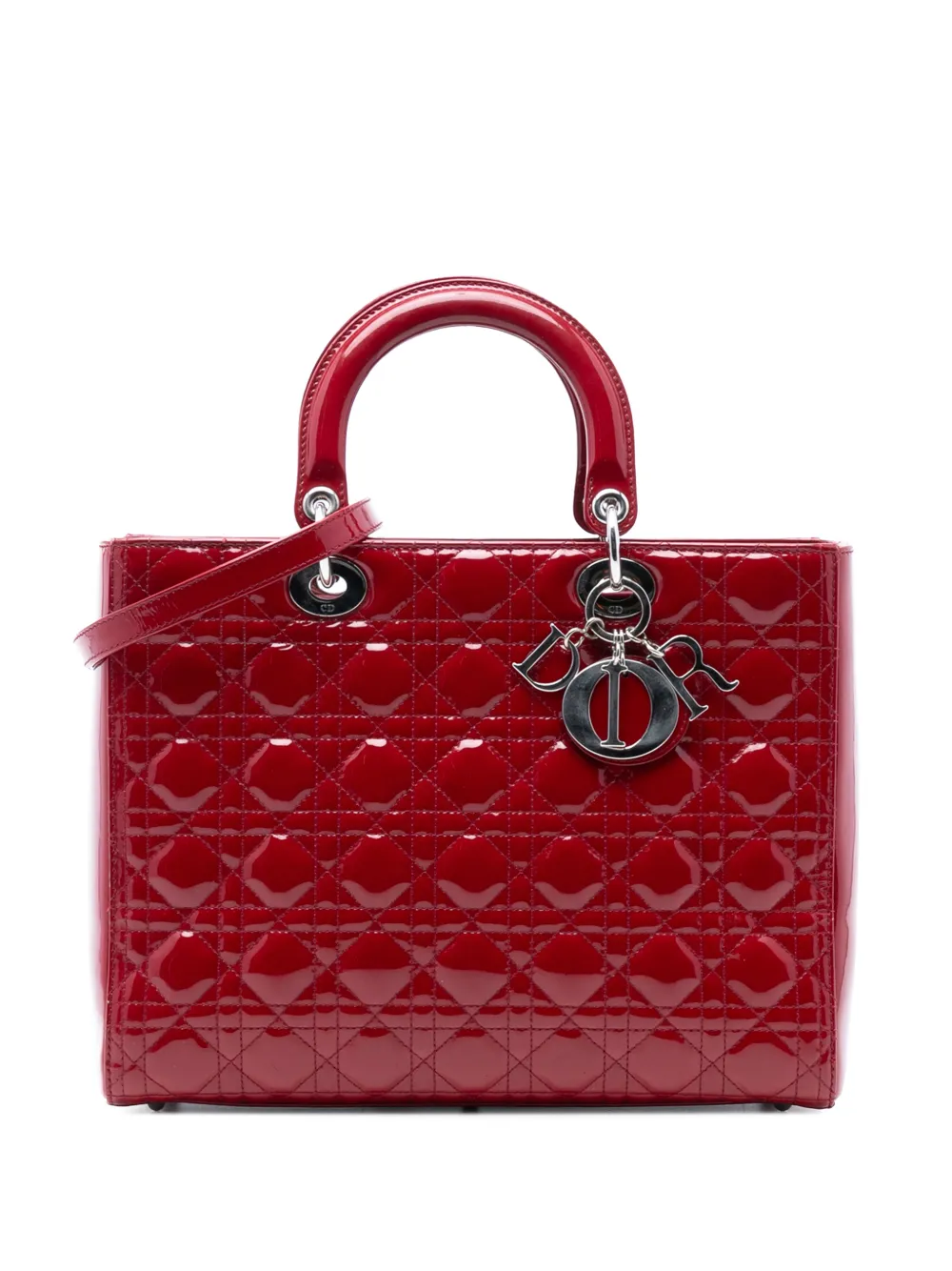 Christian Dior Pre-Owned 2012 Large Patent Cannage Lady Dior satchel - Rosso