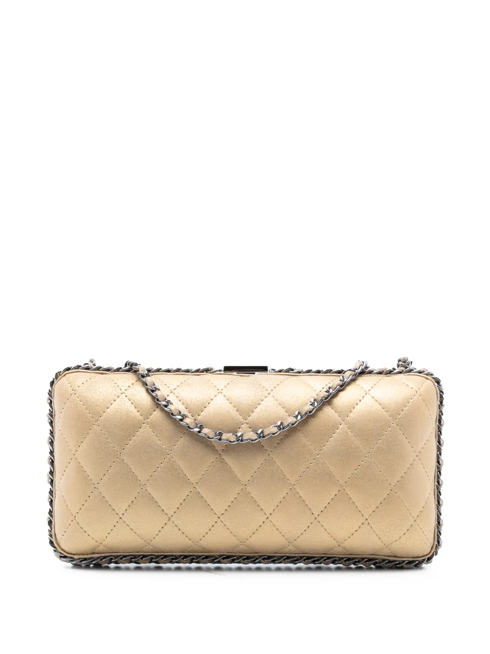 CHANEL Pre-Owned 2013-2014 Quilted Metallic Suede Chain Around Evening Clutch on Chain crossbody bag - Oro