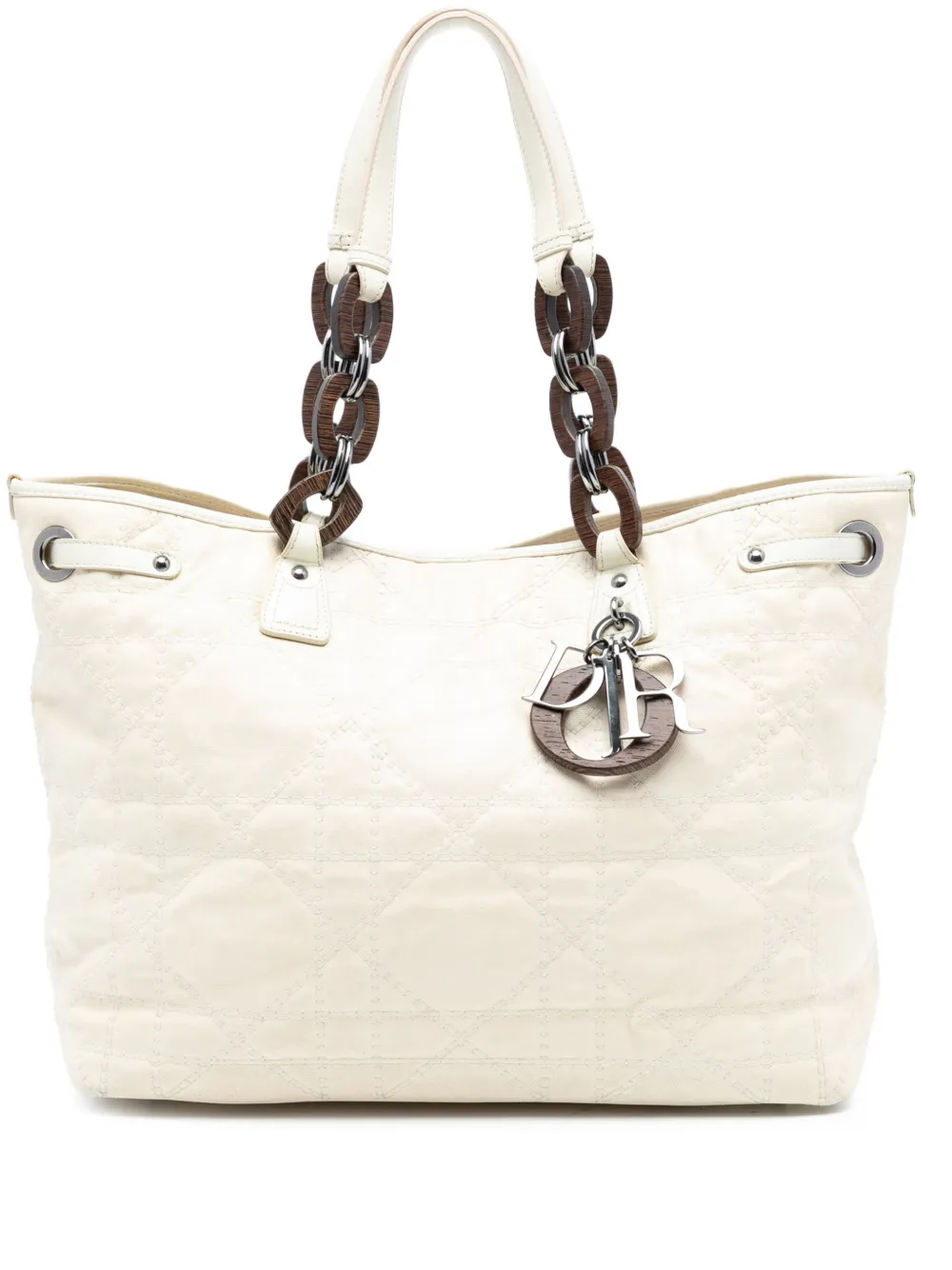 Christian Dior Pre-Owned 2009 Medium Coated Canvas Cannage Panarea tote bag - Bianco