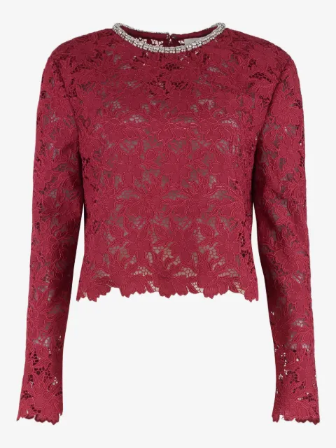 Self-Portrait lace crystals-detail top