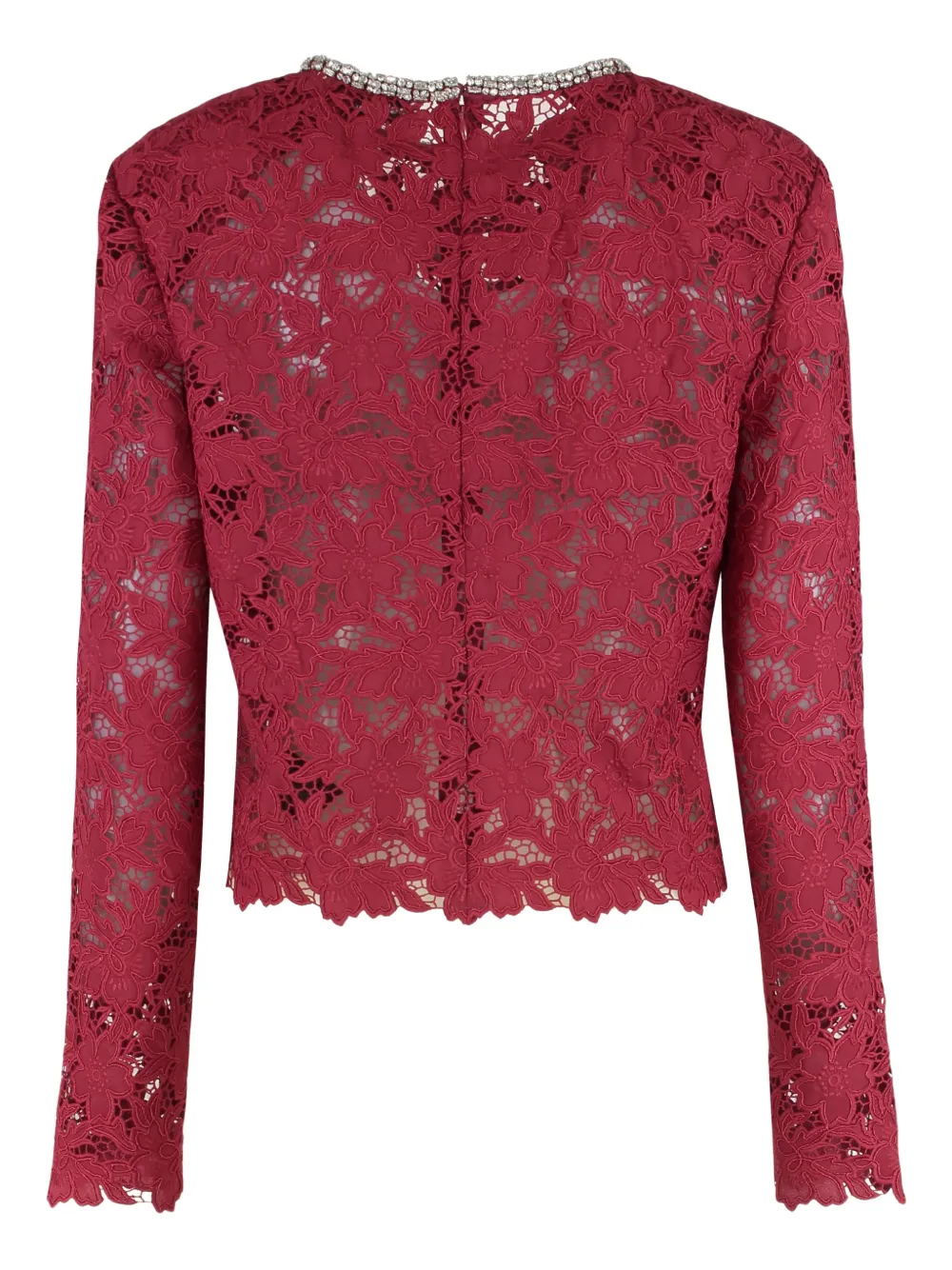 Self-Portrait Kanten top met kristallen detail - Rood