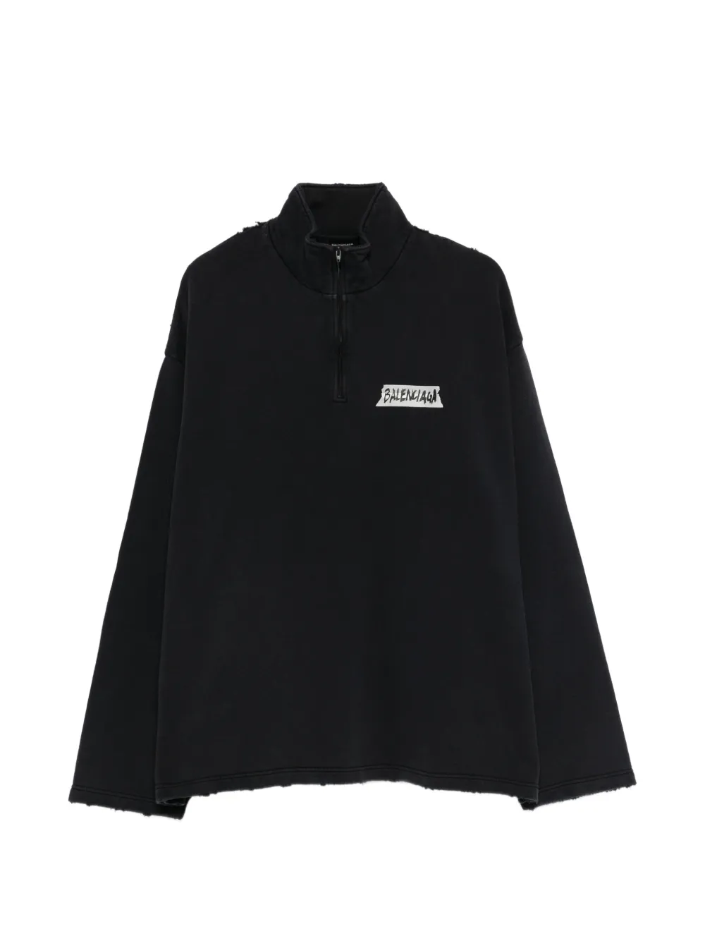 Balenciaga distressed zipped sweatshirt - Nero