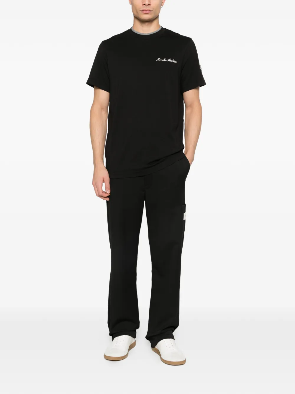 Moncler logo-embroidery T-shirt - Zwart