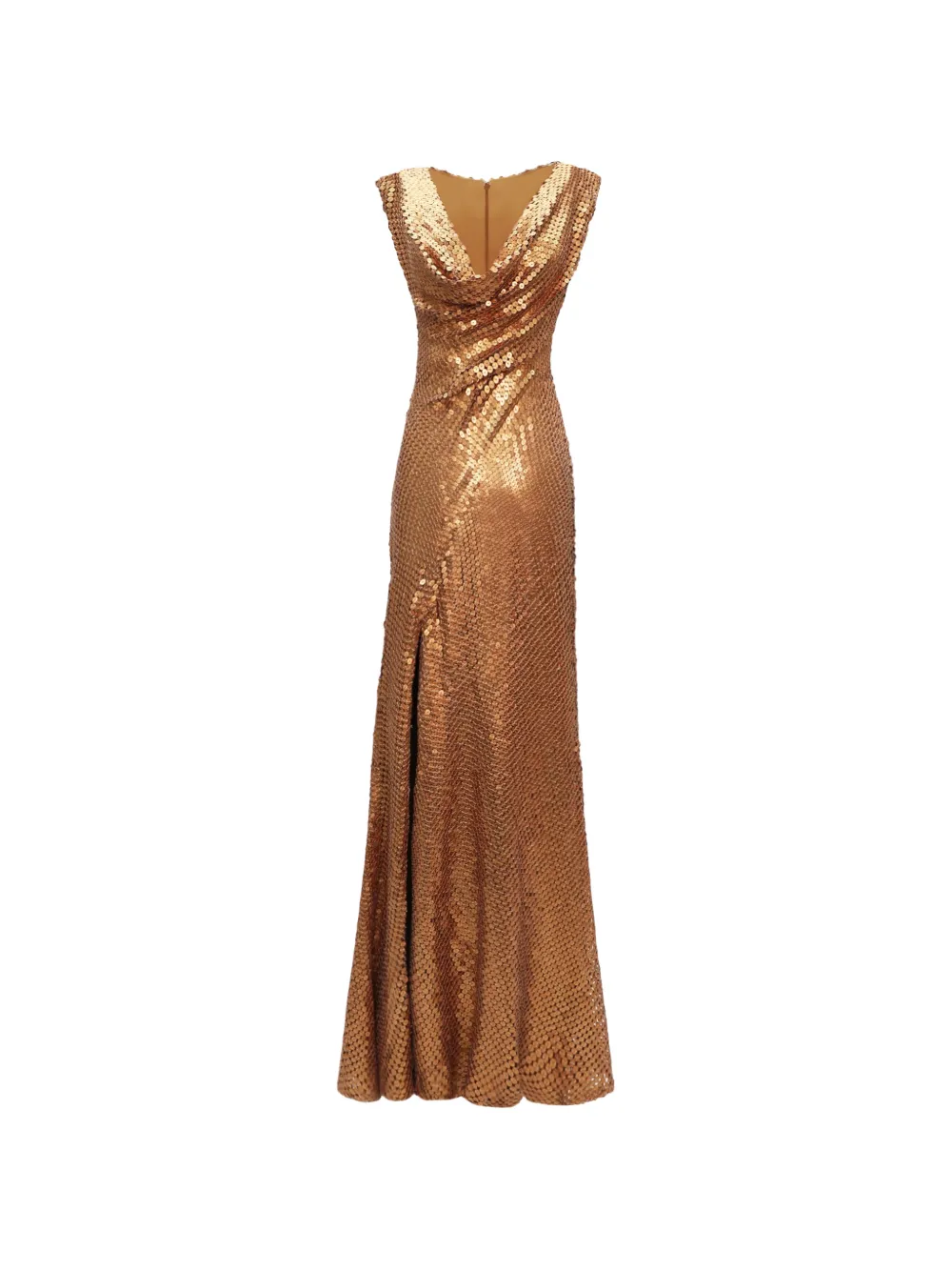 Gemy Maalouf cowl-neckline slit maxi dress - Oro