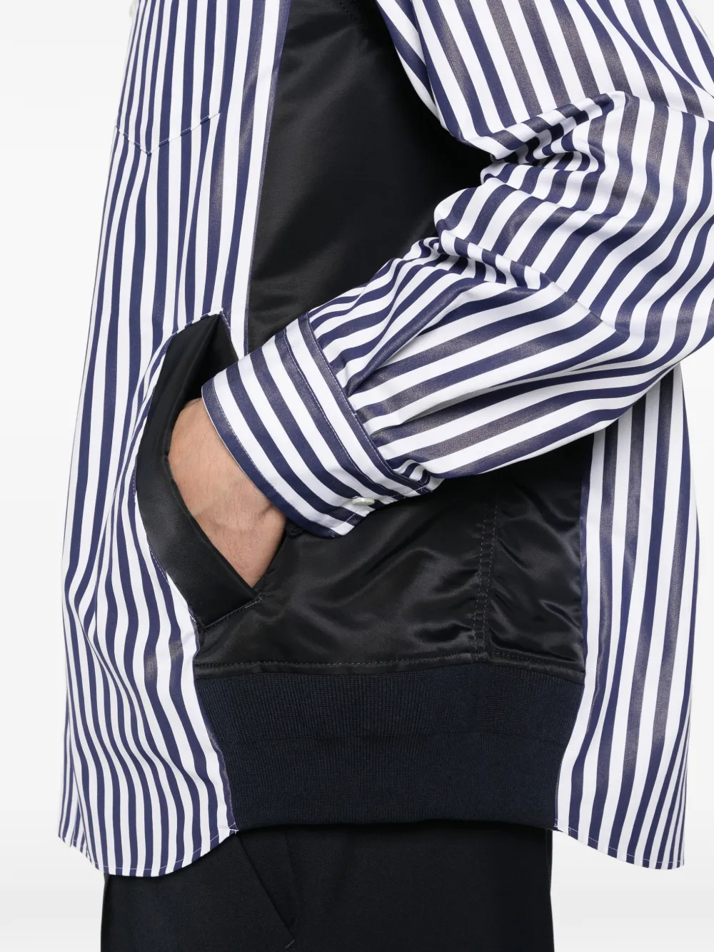 striped-pattern panelled shirt
