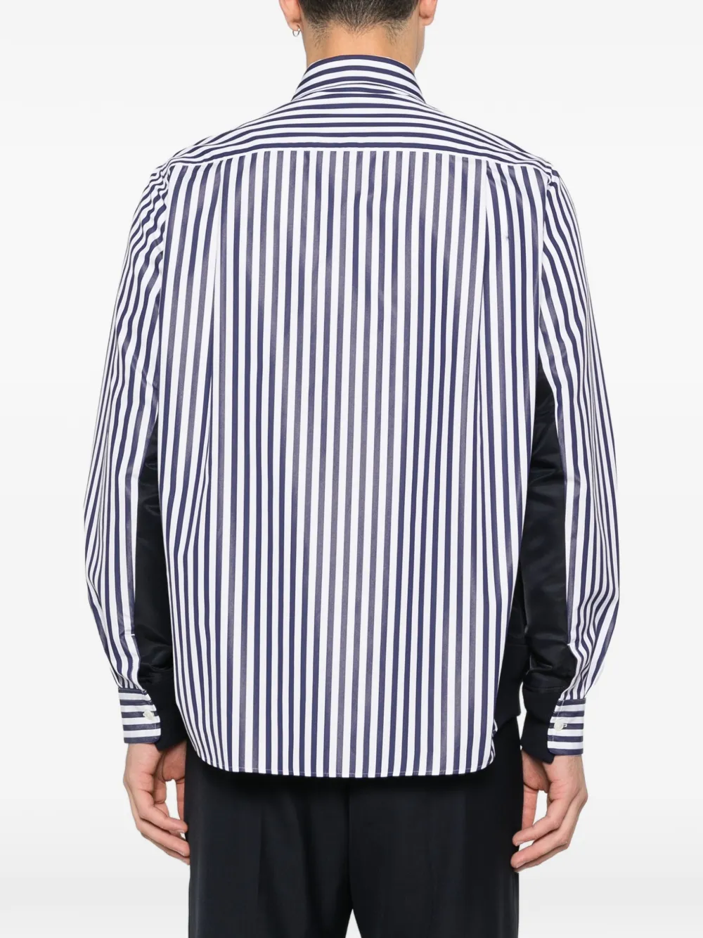 striped-pattern panelled shirt