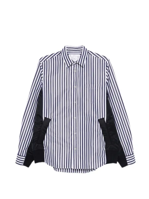 sacai striped-pattern panelled shirt