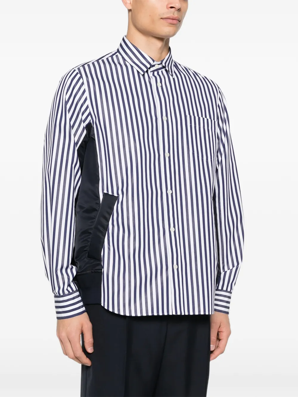  Sacai Striped-pattern Panelled Shirt - White 