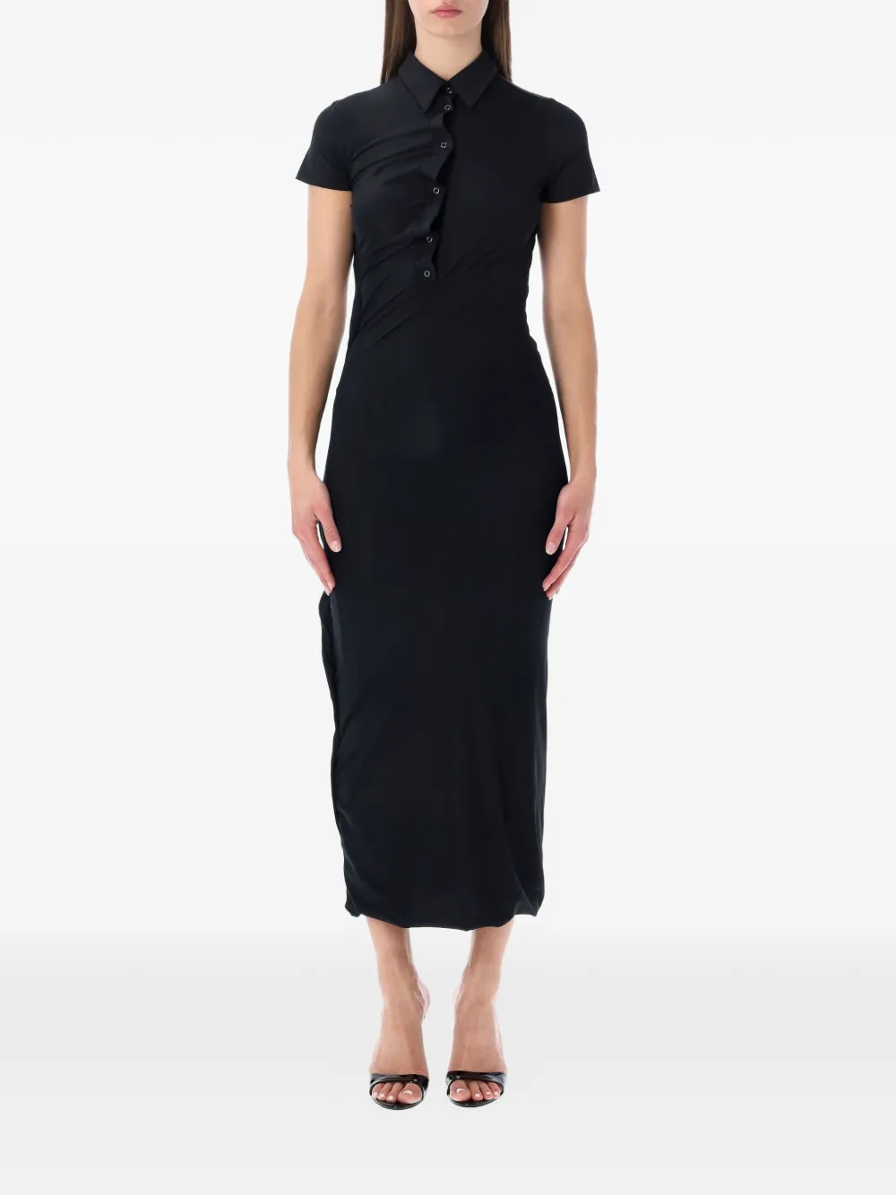Ottolinger twisted polo midi dress - Nero